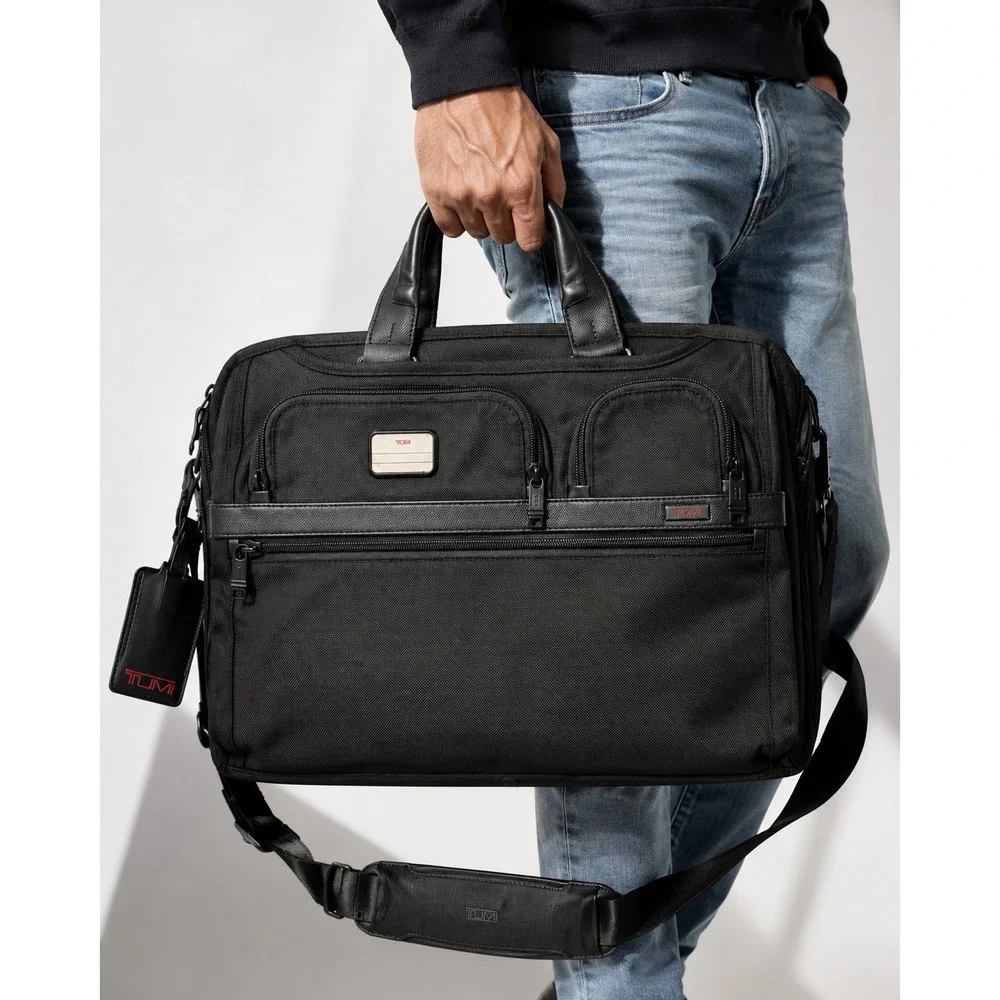 Tumi Alpha Ballistic Nylon Slim Deluxe Portfolio Briefcase Black Mens